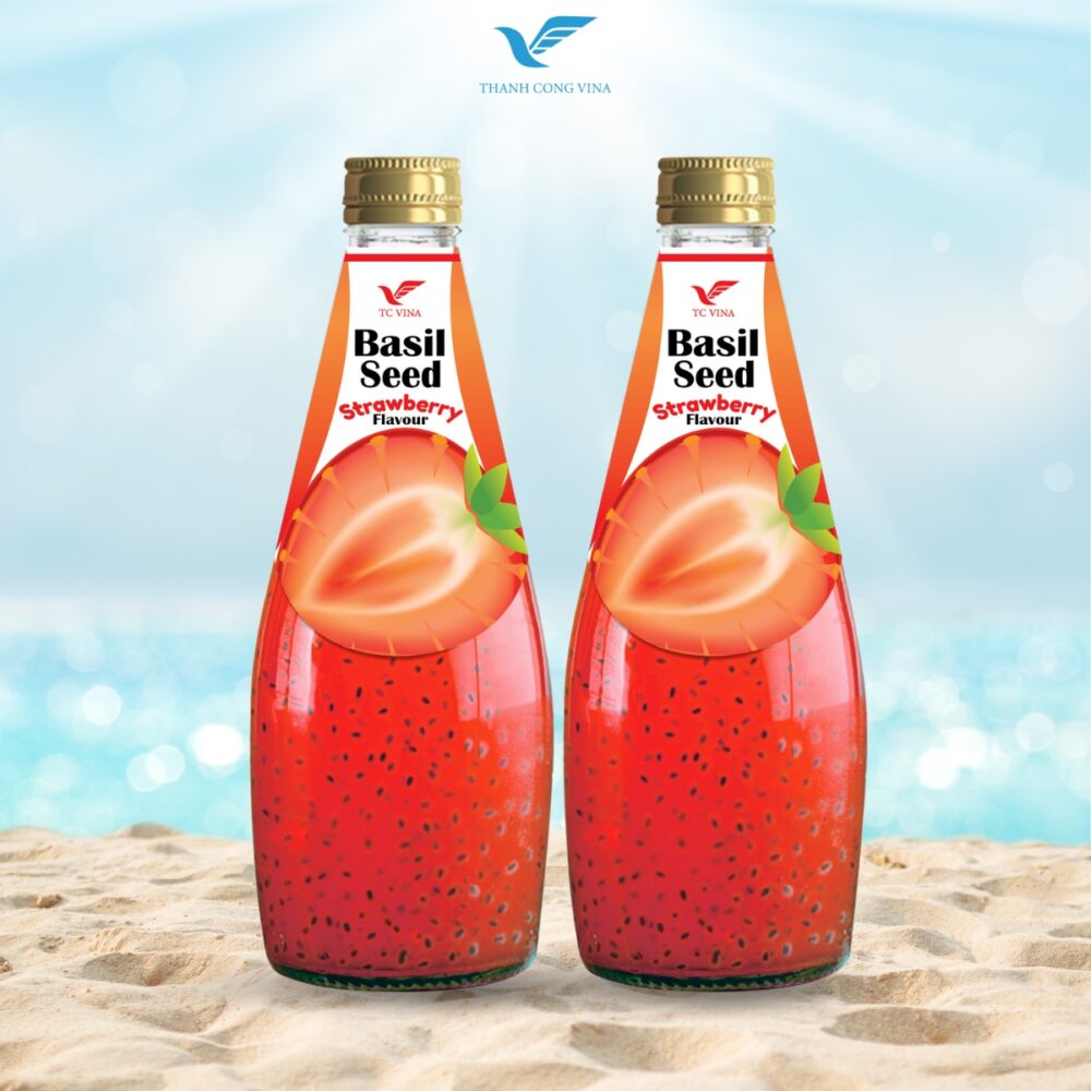 Basil Seeds Drink With Strawberry