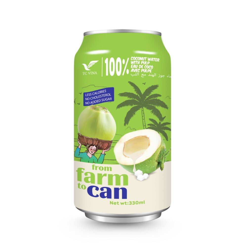 330ml TCVN Canned Coconut Water With Pulp