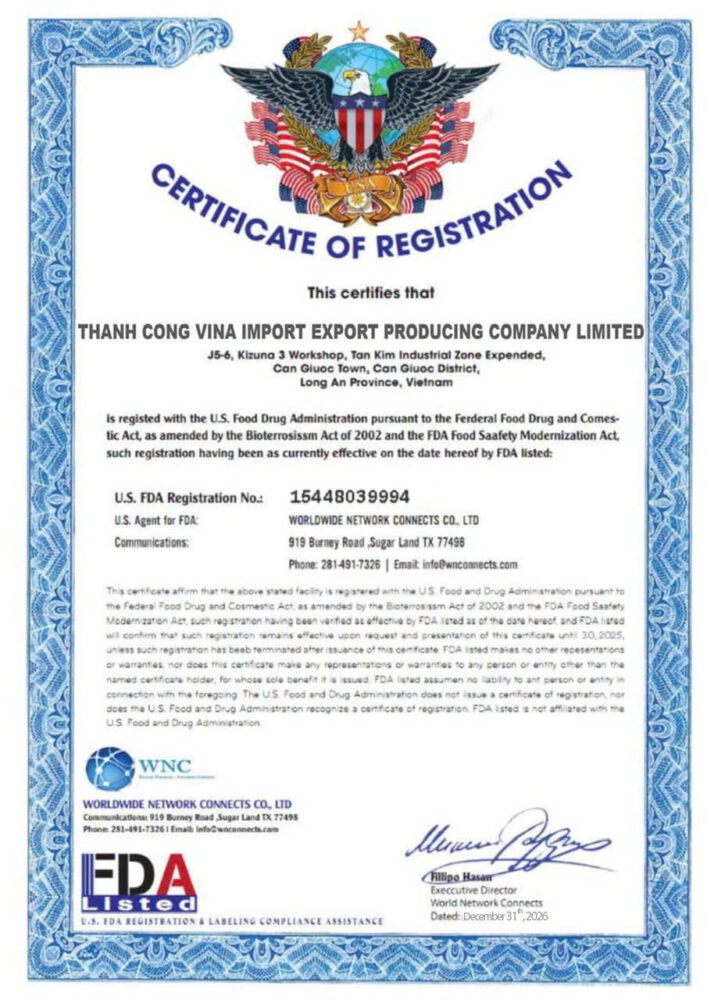 Certificate of registration for company