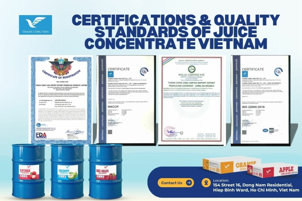 Certifications & Quality Standards of Juice Concentrate Vietnam