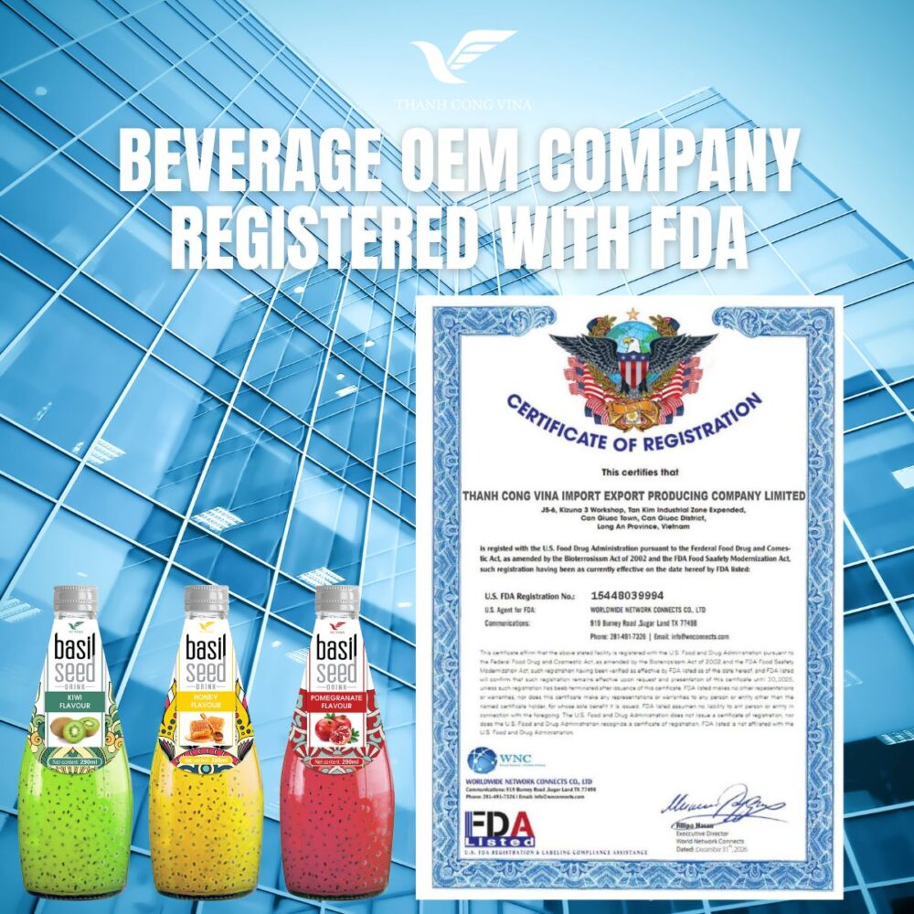 Beverage OEM Company Registered with FDA